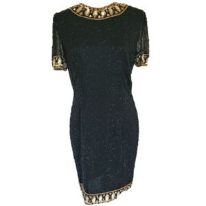 Vintage Black Dress with Gold Accents